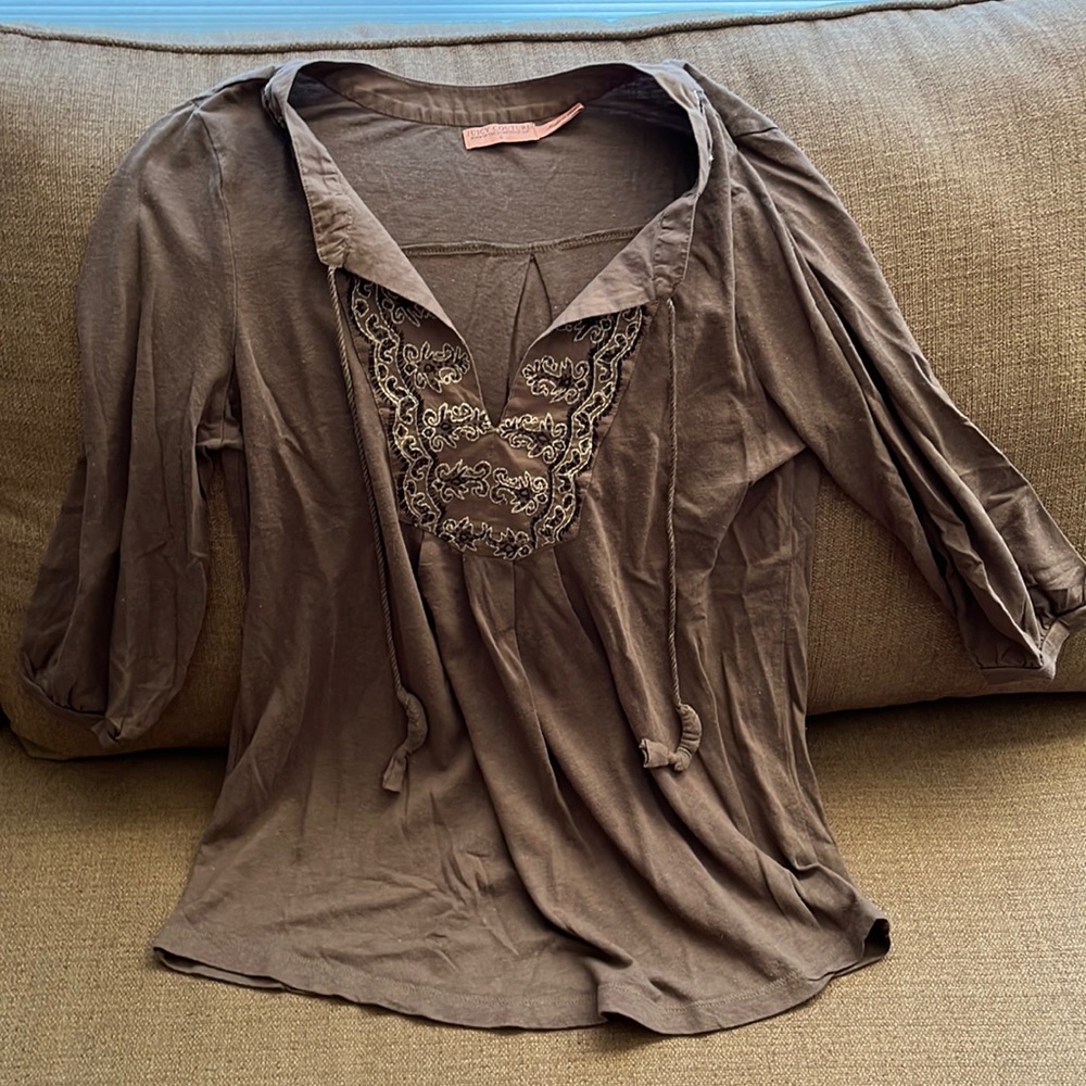 Juicy Couture Gray Flowly Blouse small